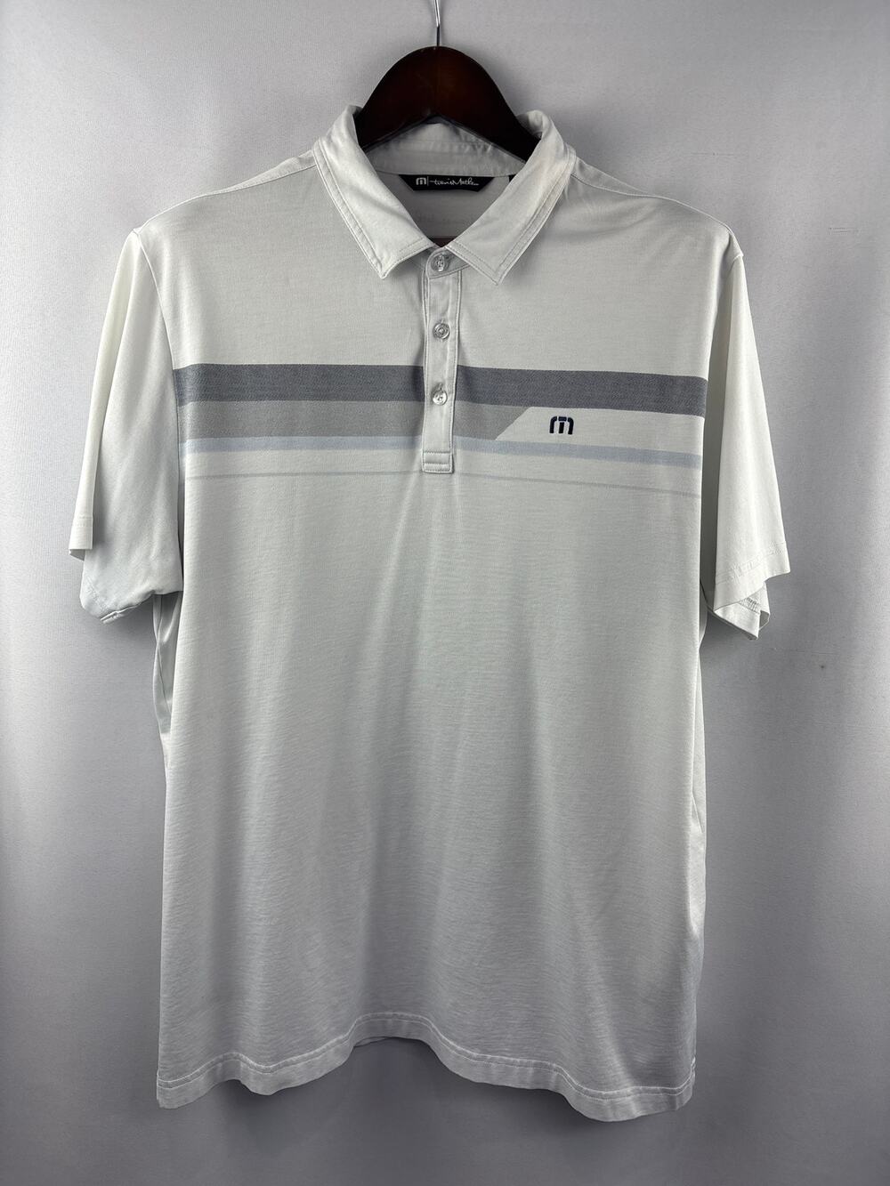 Men’s Travis Mathew XL White Patterned Golf Polo
